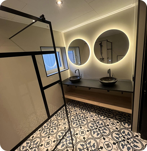 Opgeleverde badkamer totaalbouw stek